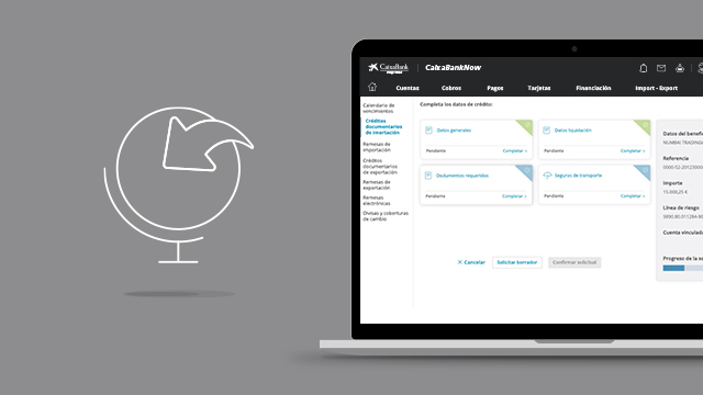 Crea tus créditos documentarios de importación o borradores por CaixaBankNow