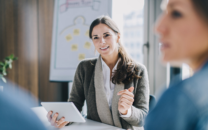 Businesswoman working with tablet