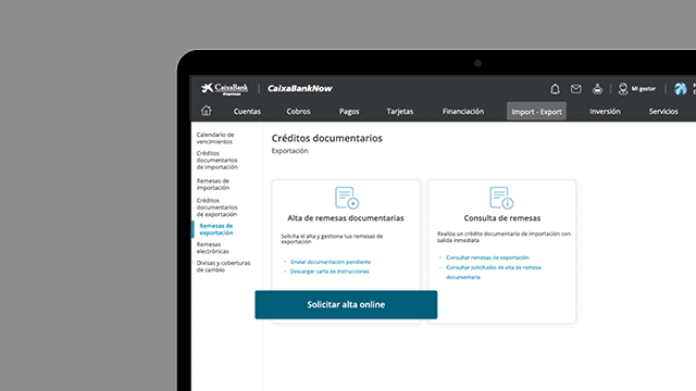 Da de alta tus remesas documentarias de exportación por CaixaBankNow