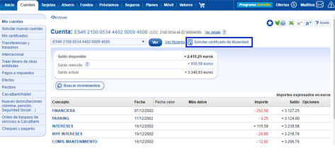 cetificat saldo CaixaBank